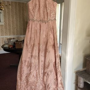 Champagne pink prom dress